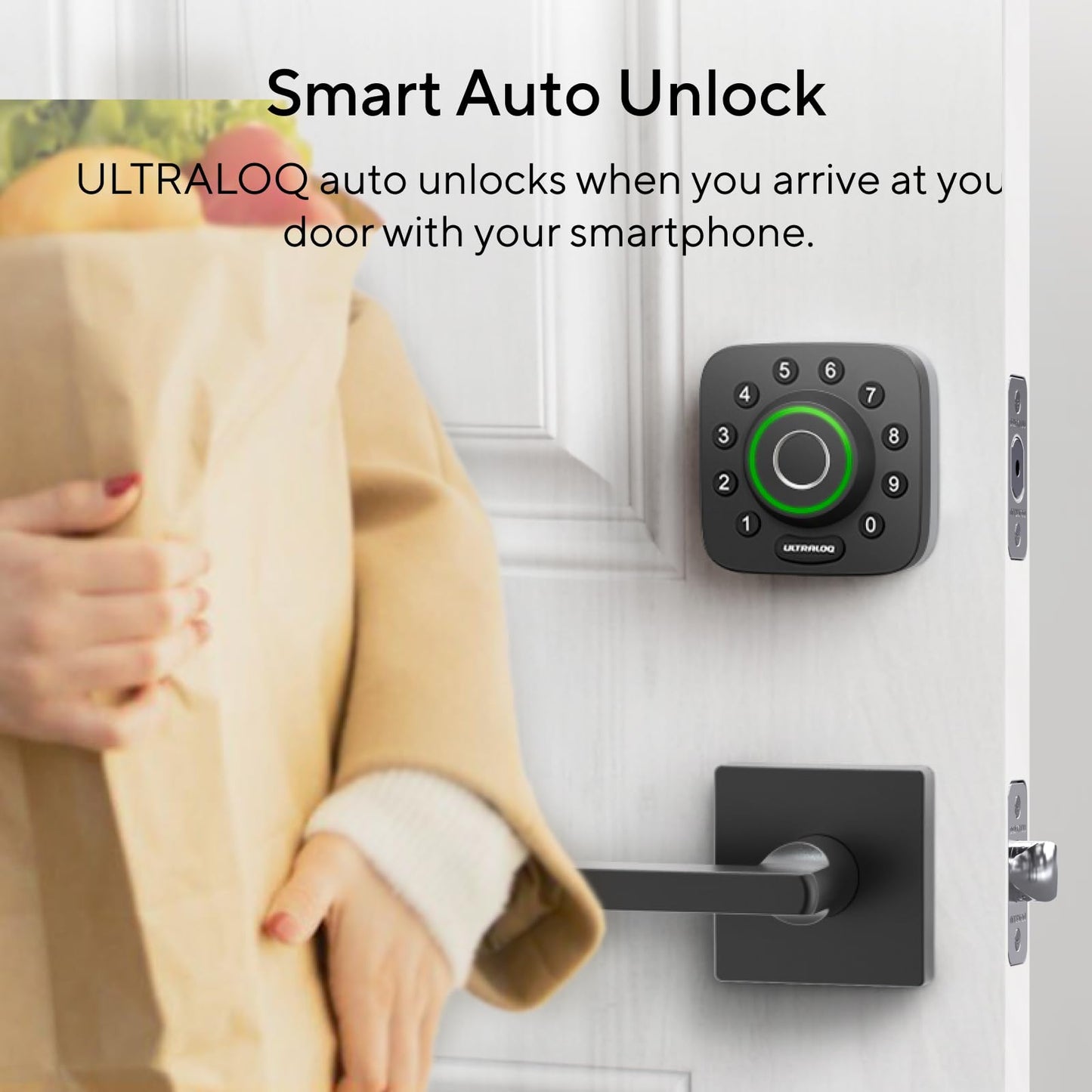 ULTRALOQ U-Bolt Pro Serrure intelligente WiFi avec Wi-Fi intégré, serrure de porte d'entrée sans clé 8 en 1 avec capteur de porte, pêne dormant d'empreintes digitales, serrure de porte WiFi,