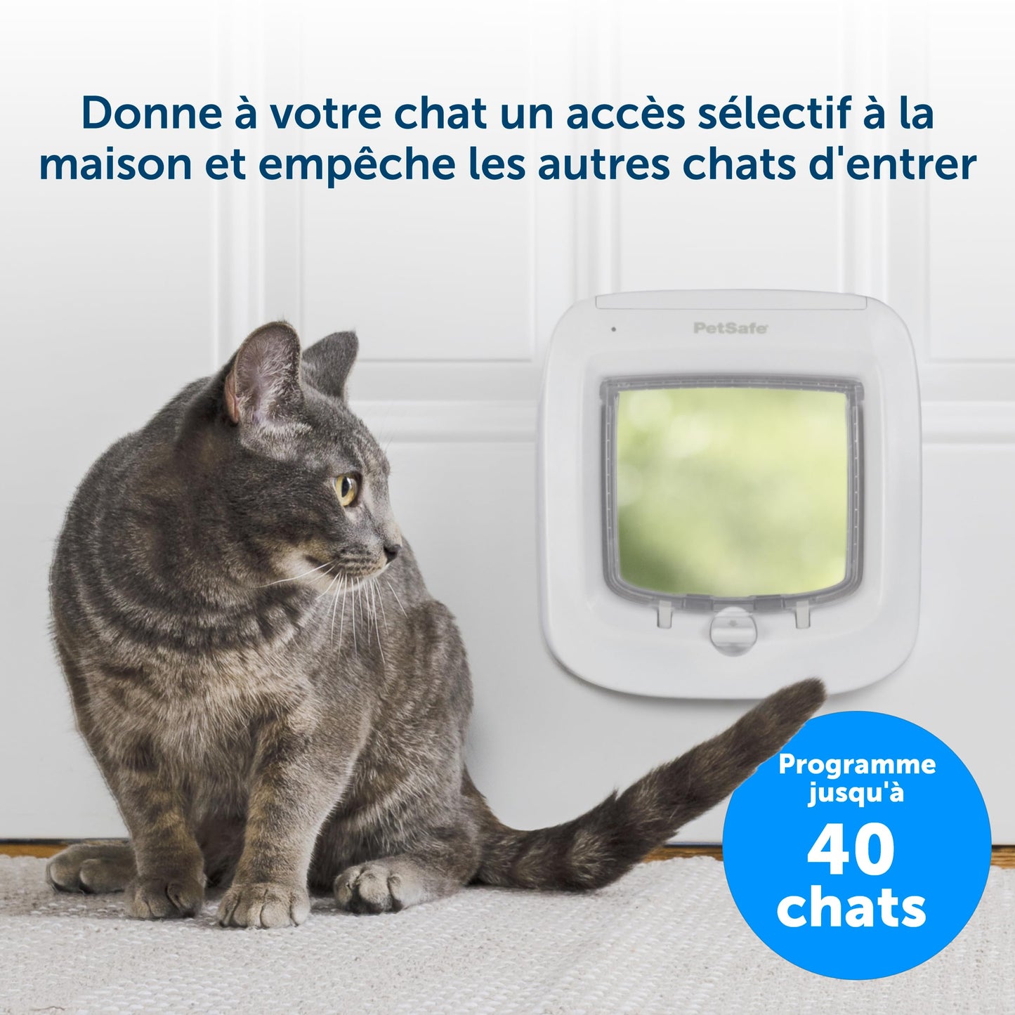 PetSafe Chatière à puce électronique, accès sélectif pour votre chat, empêche les étrangers d'entrer, installation facile, chats jusqu'à 7 kg, blanc